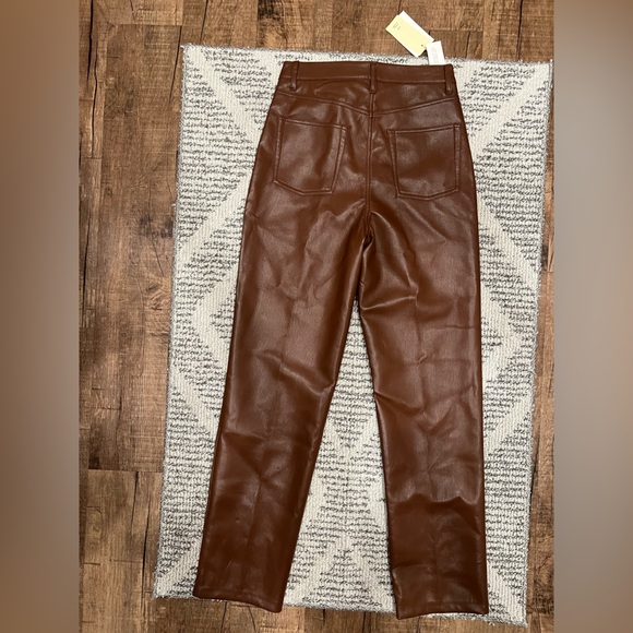 Aritzia Wilfred Melina High-rise StraightLeg Cognac Vegan Pants Capsule Wardrobe - Picture 3 of 11
